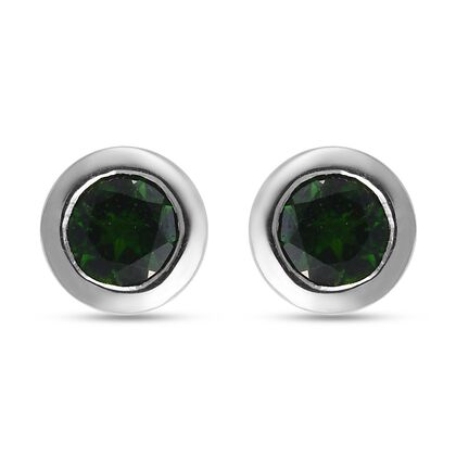 Natürlicher Chromdiopsid Ohrstecker 925 Silber platiniert ca. 0,94 ct