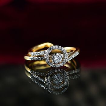LUXURIANT SGL zertifizierte SI-GH Labor Diamant Ringe, 925 Silber 750 Gelbgold Vermeil - 0,50 ct.