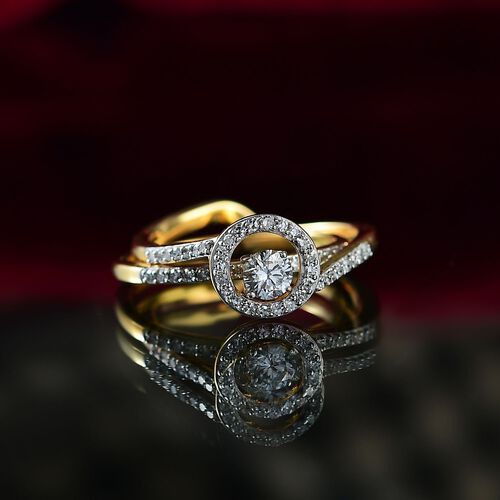 Lab Grown Diamant SI Schmuckset 925 Silber 750 Gelbgold Vermeil (Größe 17) ca. 0,50 ct. image number 1