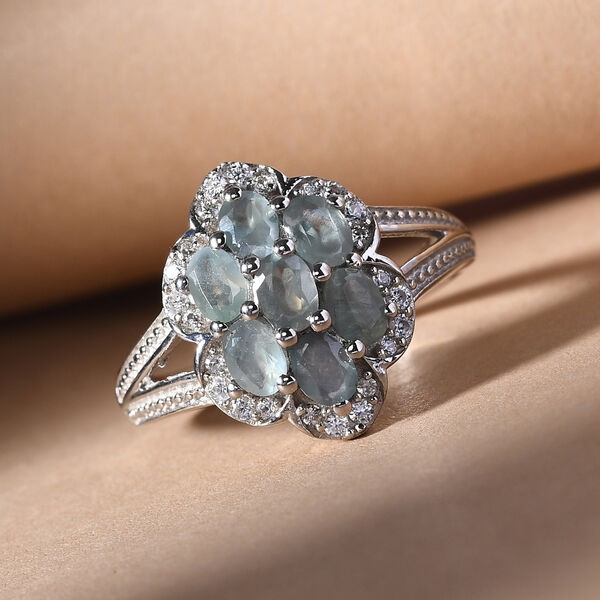 Alexandrit und Zirkon Ring 925 Silber platiniert  ca. 1,42 ct image number 2