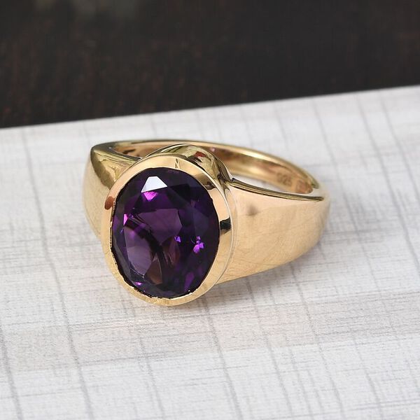 Lusaka Amethyst Solitär Ring 925 Silber 585 Vergoldet image number 2