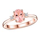 AAA Rosa Morganit, Weißer Diamant Ring 417 Gold (Größe 20.00) ca. 1,35 ct