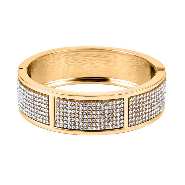 Weißer Kristall Armreif, ca. 19 cm, goldfarben image number 5