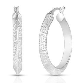 Meander-Kreolen, 925 Silber Ohrringe 3,75g