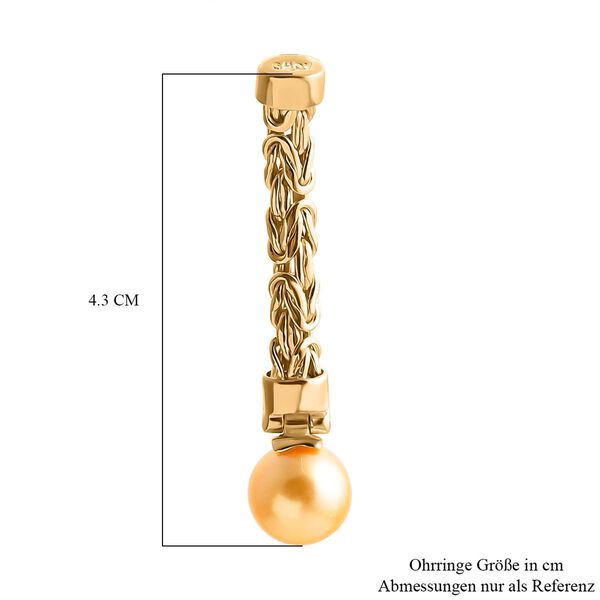 Royal Bali Kollektion - AAA goldene Südseeperle Borobudur-Ohrringe image number 4
