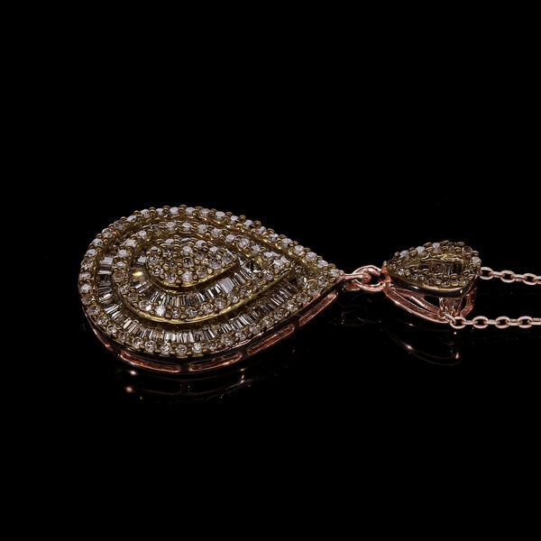 Nat&uuml;rlicher Champagner Diamant-Anh&auml;nger mit 45+5cm Kette - 1 ct. image number 2