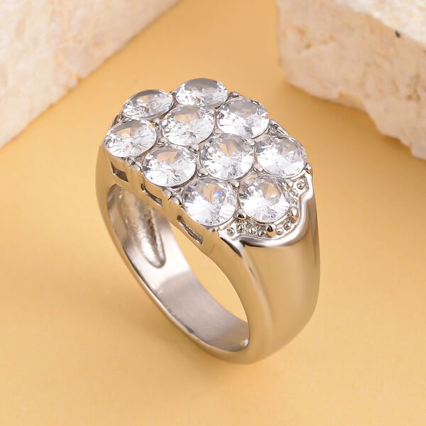 Weißer Zirkonia Ring, reiner Edelstahl (Größe 16.00) image number 2