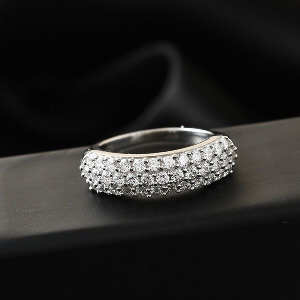 LUSTRO STELLA Hergestellt mit ZIRKONIA Half Eternity Band Ring 925 Silber Platin-&Uuml;berzug image number 3