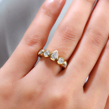 Moissanit Ring, 925 Silber Gelbgold Vermeil  ca. 1,42 ct