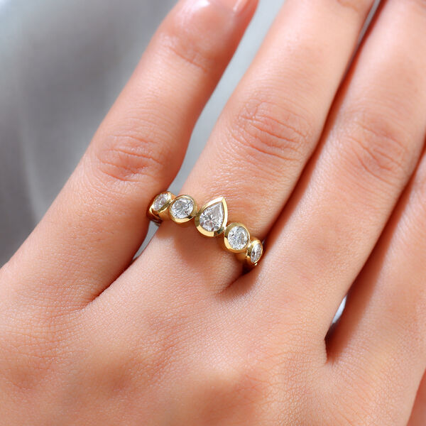 Moissanit Ring, 925 Silber Gelbgold Vermeil  ca. 1,42 ct image number 3