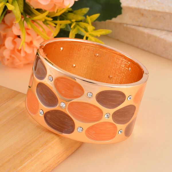 Emailliertes Pebble-Muster-Armreif, Weißer Kristall, ca. 18 cm image number 2