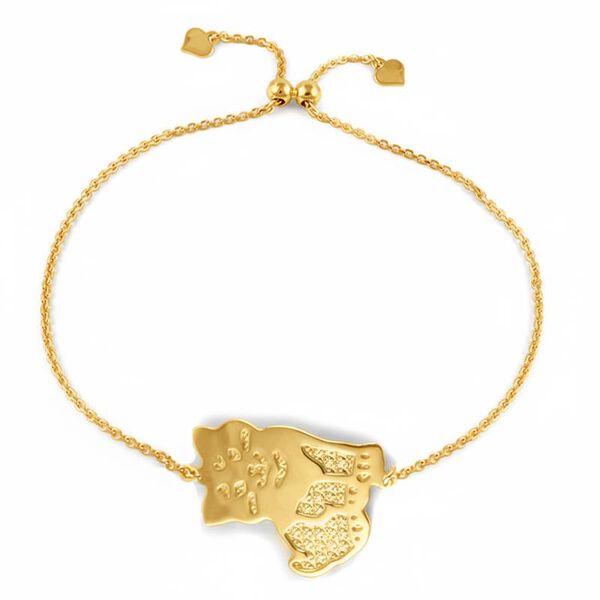 Coryana Armband, Edelstahl, Katzenmotiv,925 Silber vergoldet, verstellbar ca. 23 cm ca. 3,90g image number 0