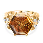 GP Trionfo Kollektion - Citrin, Wei&szlig;er Zirkon Ring 925 Silber 750 Gelbgold Vermeil (Gr&ouml;&szlig;e 20.00) ca. 7.38 ct