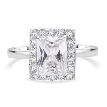 LUSTRO STELLA - Wei&szlig;er Zirkonia Ring 925 Silber rhodiniert (Gr&ouml;&szlig;e 21.00)