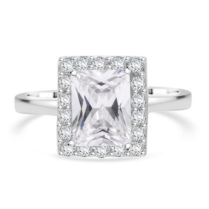 LUSTRO STELLA - Wei&szlig;er Zirkonia Ring 925 Silber rhodiniert (Gr&ouml;&szlig;e 21.00)