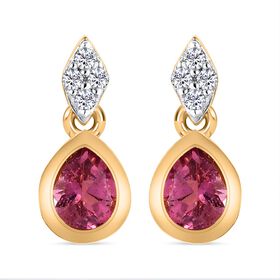 AA Rubellit und weiße Zirkon-Ohrringe - 0,71 ct.