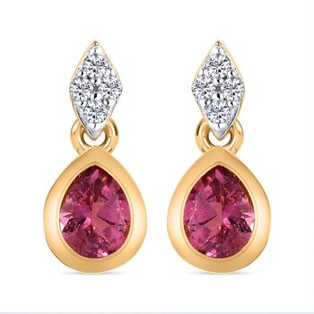 AA Rubellit und wei&szlig;e Zirkon Ohrringe, 925 Silber Gelbgold Vermeil ca. 0.71 ct