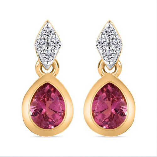 AA Rubellit und weiße Zirkon-Ohrringe - 0,71 ct. image number 0