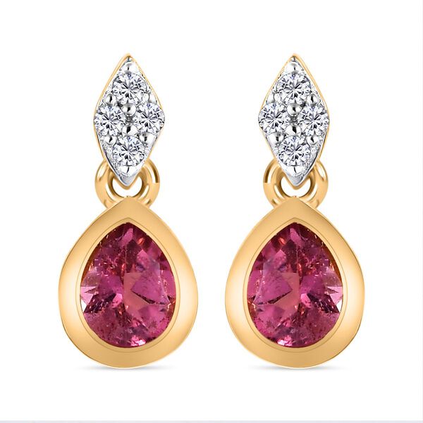 AA Rubellit und weiße Zirkon-Ohrringe - 0,71 ct. image number 0