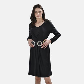 Elastischer G&uuml;rtel mit 5 Harz-Schnallen, Schwarz