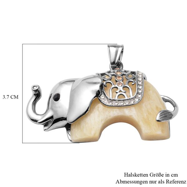 Gefärbte gelbe Jade und Zirkonia Elefanten Halskette ca. 50,94 ct image number 5