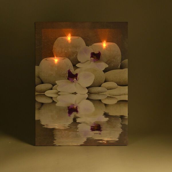 LED Leinwand Rahmen Digitaldruck Wandbild, Wei&szlig;e Orchidee, 30x40 cm image number 2