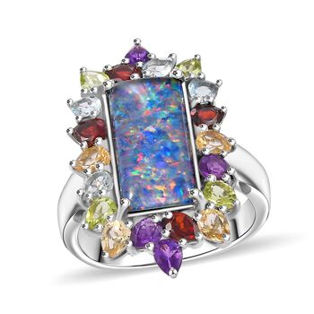 Boulder Opal Triplett und Multi-Edelstein-Ring - 8,03 ct.