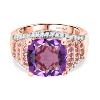Djoy AA Rose De France Amethyst, Rosa Saphir Ring 925 Silber 750 Ros&eacute;gold Vermeil (Gr&ouml;&szlig;e 16.00) ca. 5.79 ct