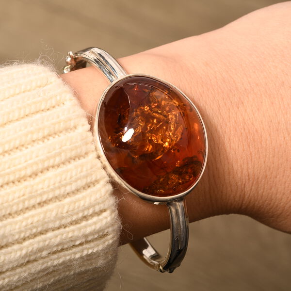 Natürlicher Baltischer Bernstein Armreif ,ca. 19 cm, 925 Silber image number 4