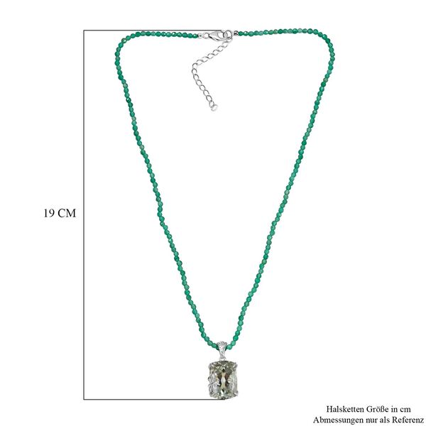 Prasiolith, Verde Onyx Anhänger mit Kette, 925 Silber rhodiniert ca. 90.00 ct image number 6