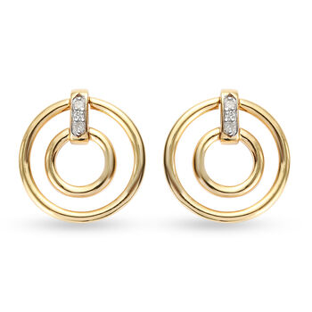 Diamant-Ohrringe, 925 Silber Gelbgold Vermeil ca. 0,10 ct