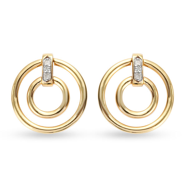 Diamant-Ohrringe, 925 Silber Gelbgold Vermeil ca. 0,10 ct