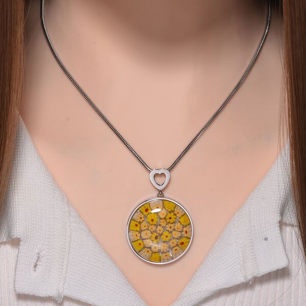 Gelber Anhänger im Murano-Stil mit Kette, 60-71cm image number 1