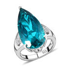 Capri-Blau Triplett Quarz und weißer Zirkon-Ring, 925 Silber platiniert  ca. 14,33 ct image number 3