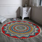 Handgewebter Teppich aus 100% Baumwolle, 150 cm Durchmesser, Mandala Rot image number 0