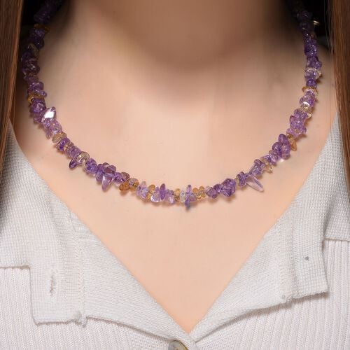 Afrikanischer Amethyst, Citrin Halskette, flexibel, Reiner Edelstahl ca. 160.00 ct image number 1