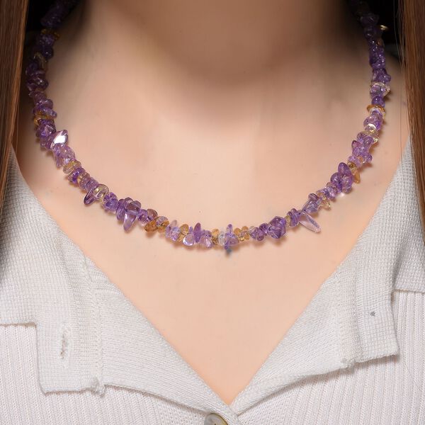 Afrikanischer Amethyst, Citrin Halskette, flexibel, Reiner Edelstahl ca. 160.00 ct image number 2