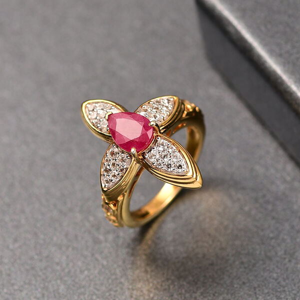 D'Joy Afrikanischer Rubin und Zirkon Ring und Ohrringe image number 2