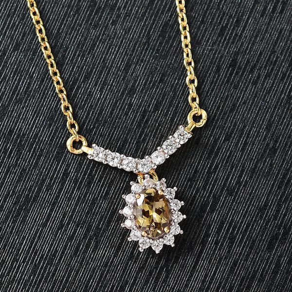 AA nat&uuml;rliche, goldene Tansanit und Zirkon Halskette, 45 cm - 0,87 ct. image number 1