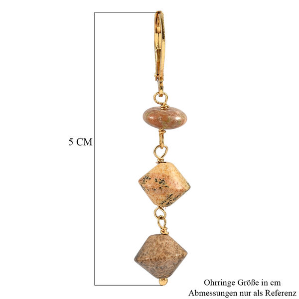 EVER TRUE Bild Jasper, Unakite Ohrringe 316L Edelstahl 750 Vergoldet ca. 18.00 ct image number 4