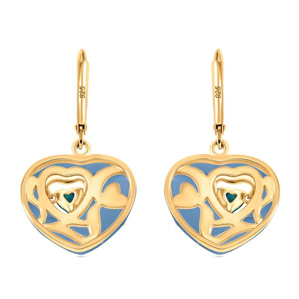 Blaue Jade, Miami Blau Welo Opal Ohrringe 925 Silber Gelbgold Vermeil ca. 17,00 ct image number 5
