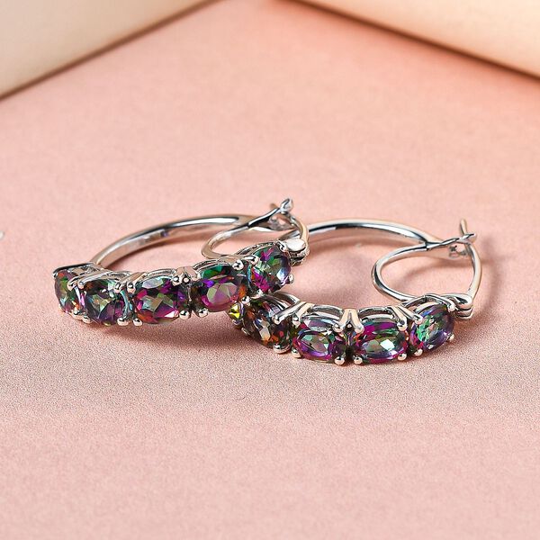 Nordlicht Mystik Topas Creolen, 925 Silber platiniert ca. 4.66 ct image number 2