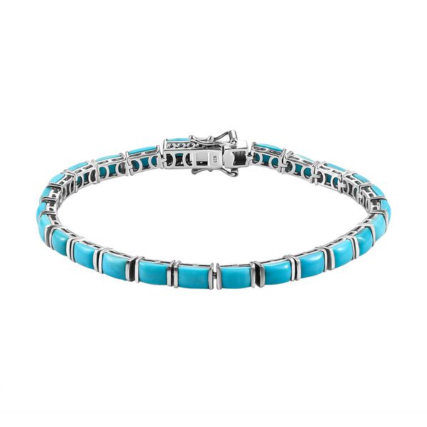 Amerikanisches, nat&uuml;rliches Sleeping Beauty T&uuml;rkis Armband, ca. 20 cm, 925 Silber platiniert ca. 13,70 ct