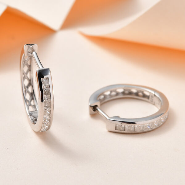 Moissanit Creolen, 925 Silber platiniert - 0,85 ct. image number 2