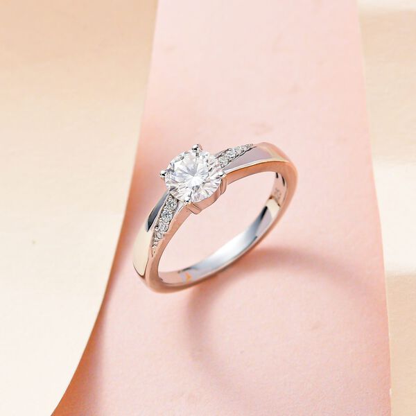 Moissanit Ring, 925 Silber platiniert, ca. 0.83 ct image number 7