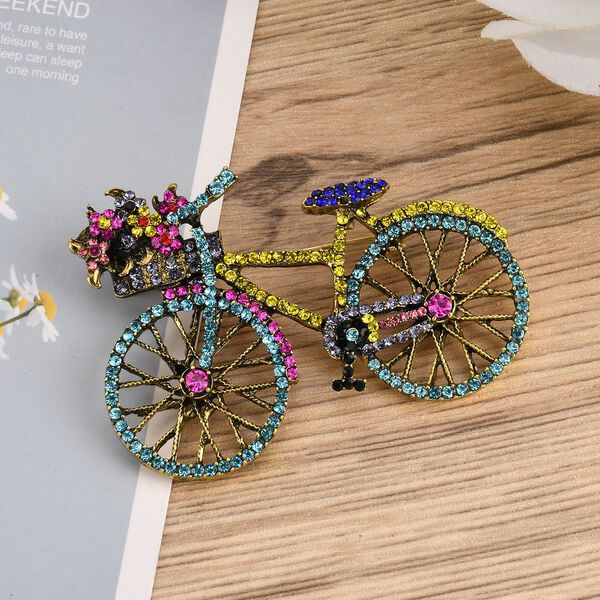 Mehrfarbige Kristall-Brosche, Fahrrad image number 2