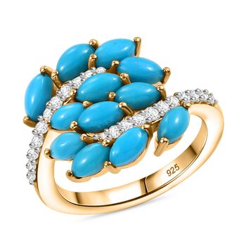 AA Amerikanischer nat&uuml;rlicher Sleeping Beauty T&uuml;rkis und Zirkon Ring - 2,35 ct.