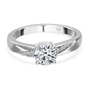 Moissanit Ring, 925 Silber platiniert (Gr&ouml;&szlig;e 20.00), ca. 0.83 ct