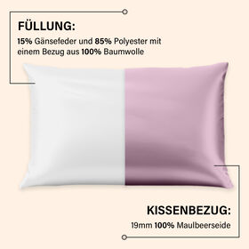 Serenity Night - 100% Maulbeerseide Sommerseidendecke mit Seidenf&uuml;llung Daunenkissen und Seidenkissenbezug Puderrosa