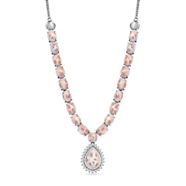 Djoy AA Natrolith Halskette ca. 45 cm 925 Silber rhodiniert ca. 26,39 ct.